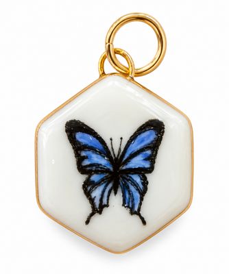 Blue Butterfly Hex Charm