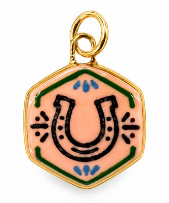 Cowboy Horseshoe Hex Charm Pink