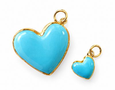 Heart charm Small Turquoise / Gold Luster