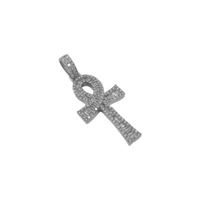 Ankh Cross W/Diamond 10kt WG 6.9gr 1.75cttw Si-I GHI PN000946