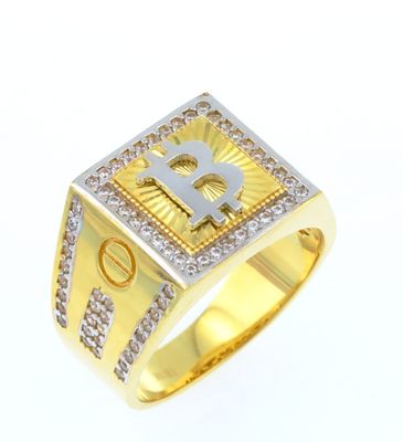 Bitcoin Logo Ring With Crystals 10kt YG 9.3gr RN000331