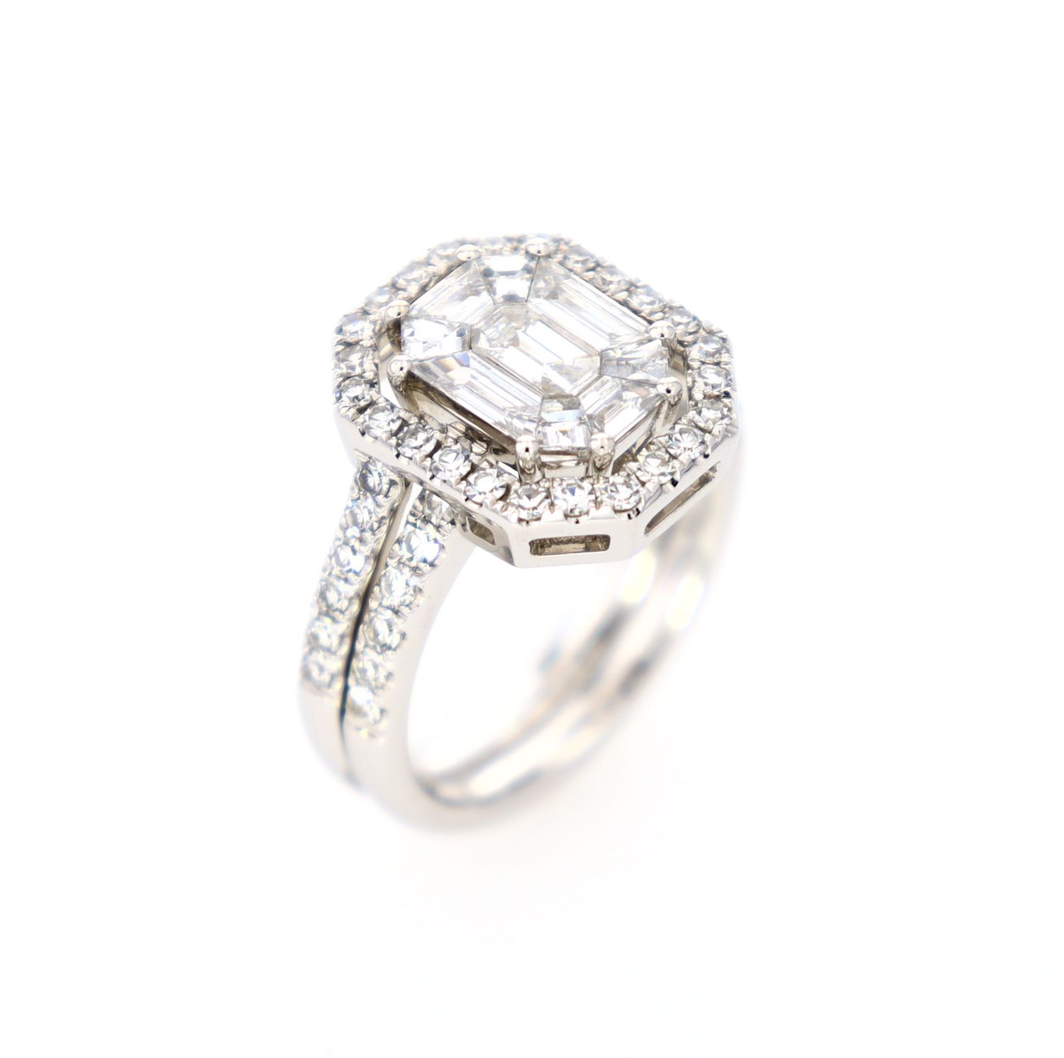 Virgin Setting Diamond Engagement Ring 18K White Gold 1.65cttw