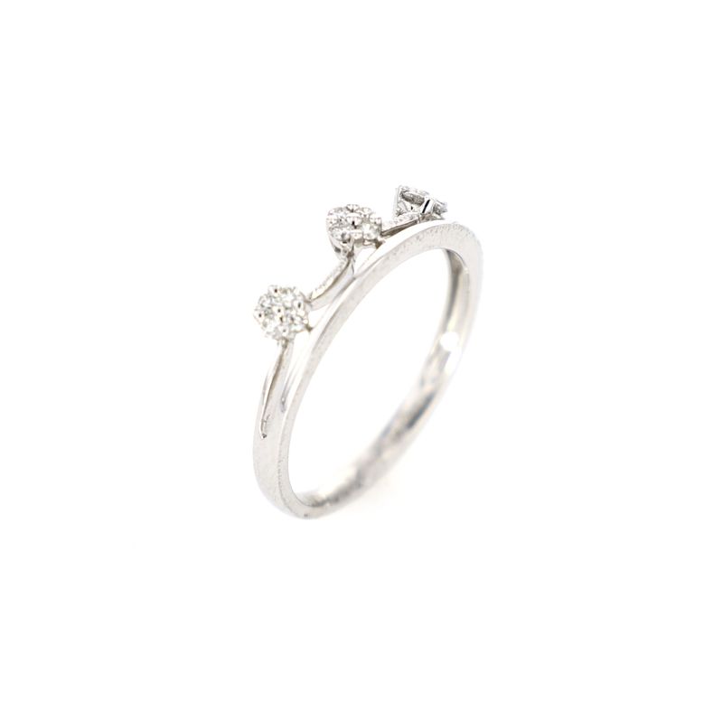 Crown Diamond Ring Stacker 18kt WG 12 RD RN00154