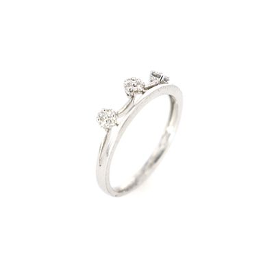 Crown Diamond Ring Stacker 18kt WG 12 RD RN00154