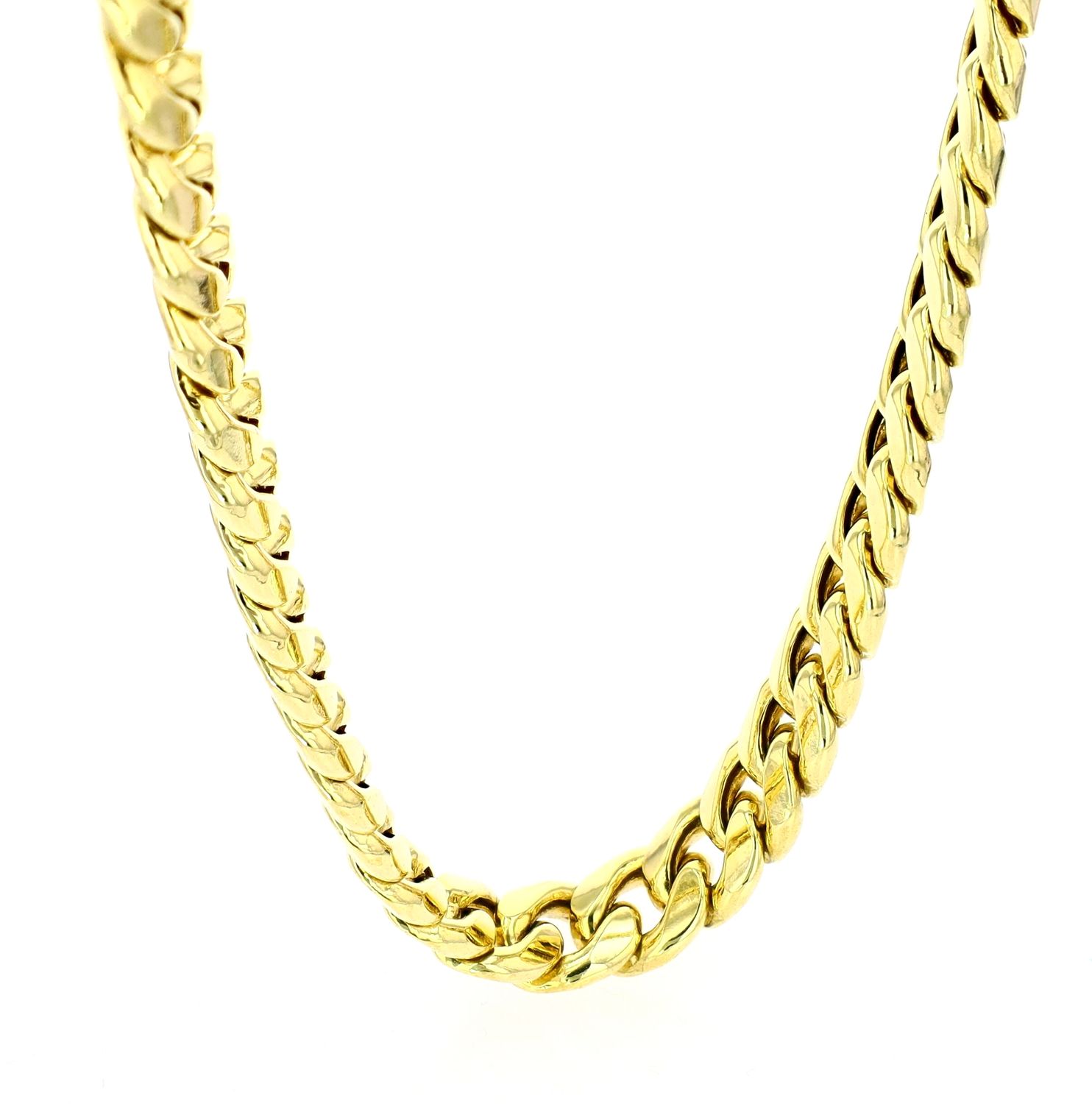 Semi Solid Cuban Link Chain YG 10kt 74.19gr 24&quot; 11.2mm CH000504