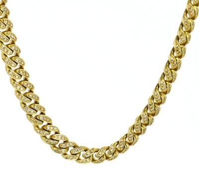 Miami Cuban Link Chain 14kt YG 80.40gr 6.88cttw  24&quot; 7mm Diamonds 828pc 138 Links CH000440C