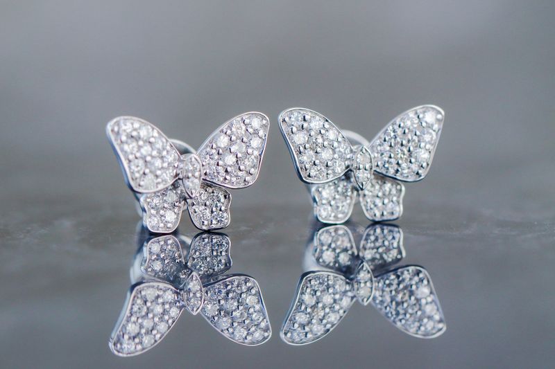Diamond Butterfly Stud Earrings 18kt WG 60D 0.45cttw ER00190