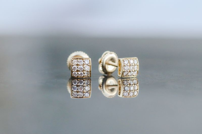 Square Diamond Cluster Earrings 10kt YG 0.27cttw ER00121