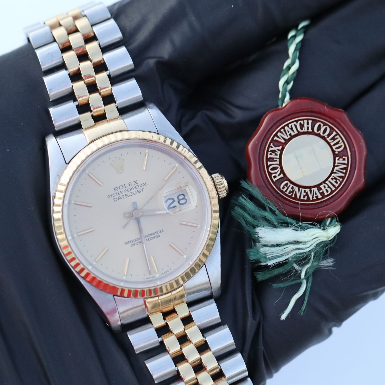 Rolex DateJust 36mm Two Tone Champagne Sticks 16233 yr1989 L431626 WA00141