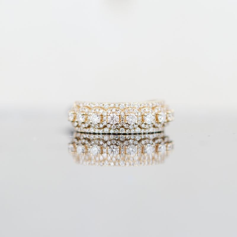 Multi-Row Ring Mens Diamond Band 14kt YG 8.5gr Size 10 1.94cttw Si/I GHI  RN000288