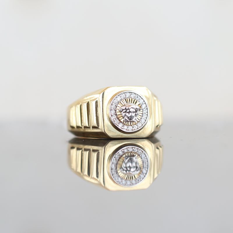 Medusa Head With Crystals 10kt YG 8.1gr RN000345