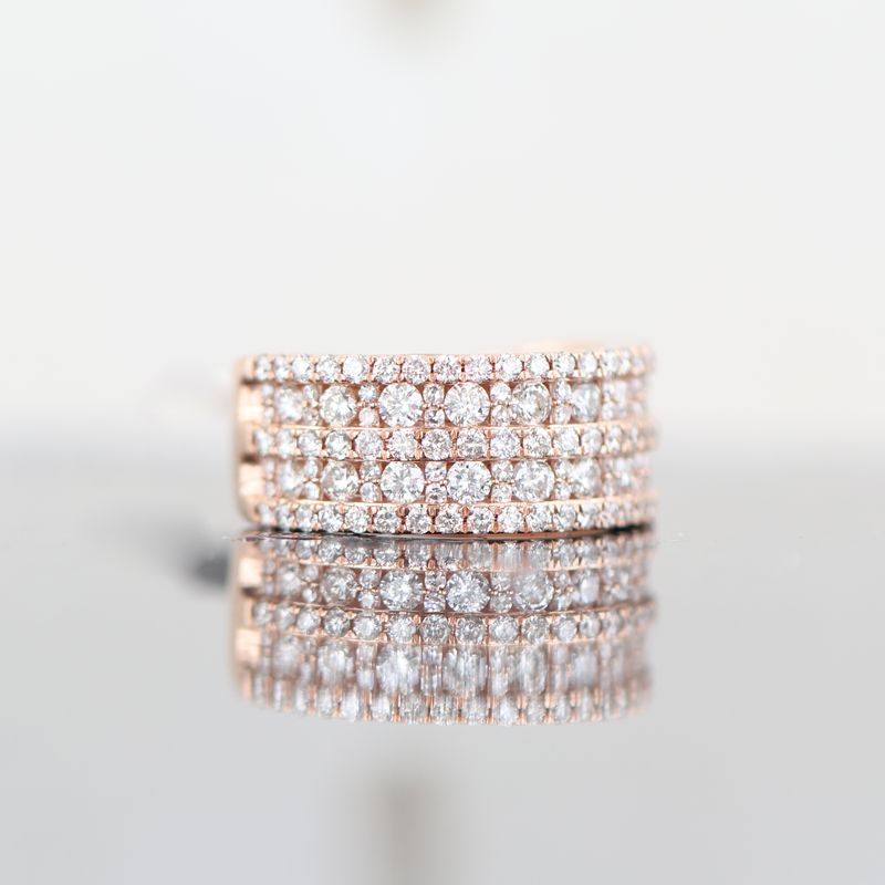 5 Row Diamond Ring 14kt RG 10.6gr 3.22cttw SI-GH RN000346