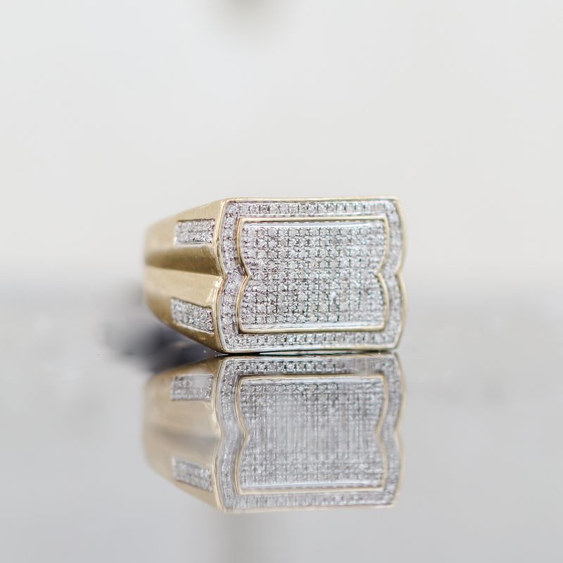 Mens Single Cut Diamond Ring 10kt YG 6.4gr RN000371