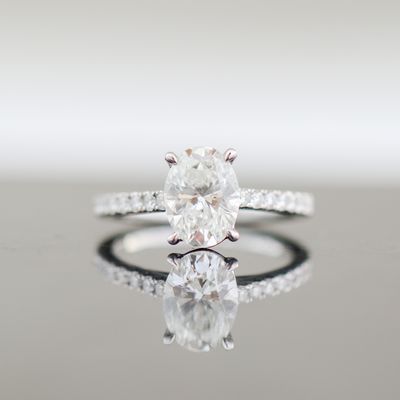 Diamond Oval Engagement Ring 14kt WG 2.95gr LAB 2.04ct Center 0.32ct Melee RN000176