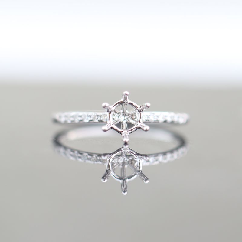 6 Prong Engagement Ring Natural Diamonds 0.64ct i1 I VG Centre 18kt WG 1.36gr 0.11ct band 0.75cttw Size 6 RN00170