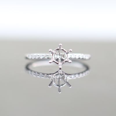 6 Prong Engagement Ring Natural Diamonds 0.64ct i1 I VG Centre 18kt WG 1.36gr 0.11ct band 0.75cttw Size 6 RN00170