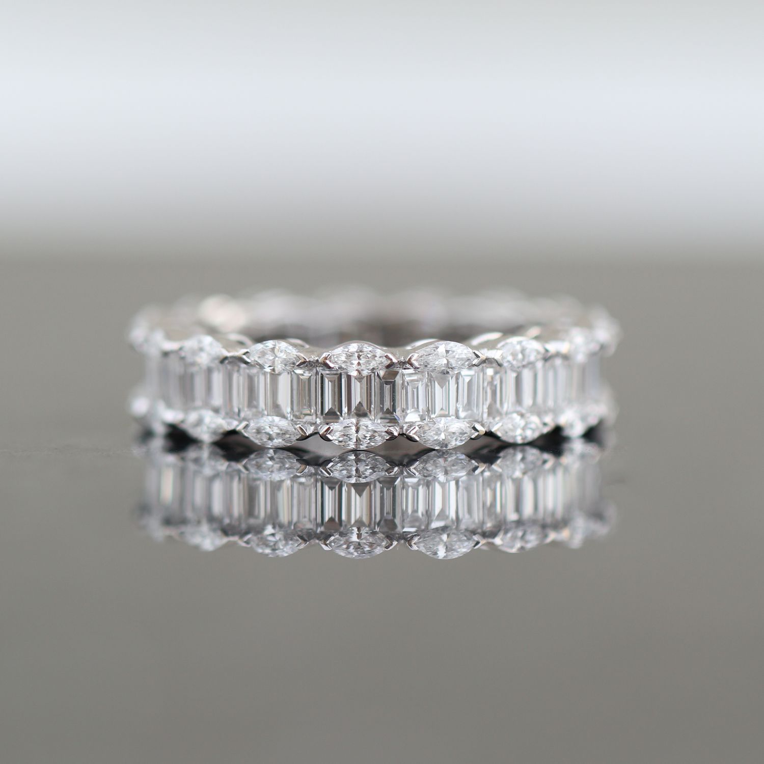 Baguette and Marquise Diamond Eternity Ring 18kt WG 4.62gr 2.62cttw Si-GHI RN000377
