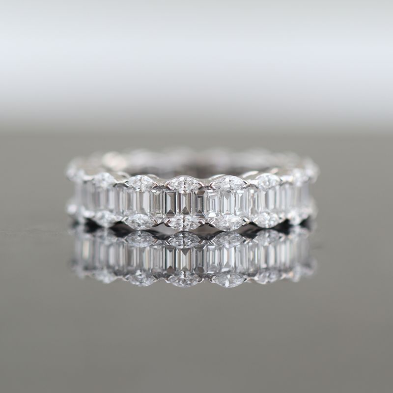 Baguette and Marquise Diamond Eternity Ring 18kt WG 4.62gr 2.62cttw Si-GHI RN000377