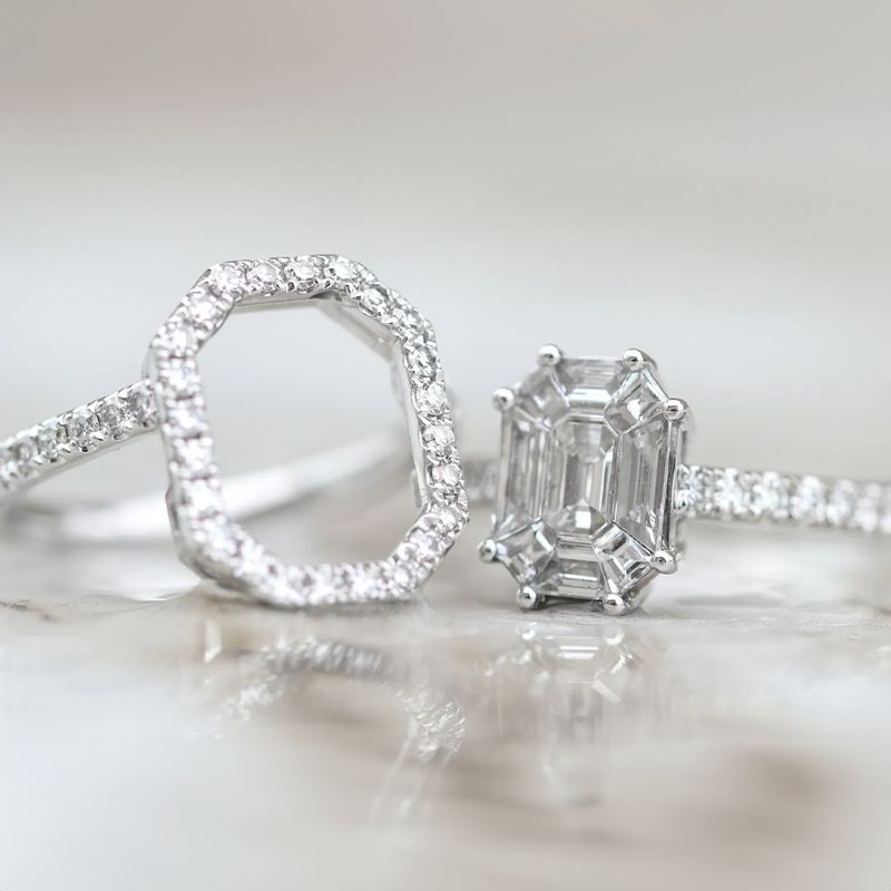 Invisible Set Engagement Band Ring Invisible Set Cut to Spec 18kt WG 7.64gr 1.65cttw RN00166