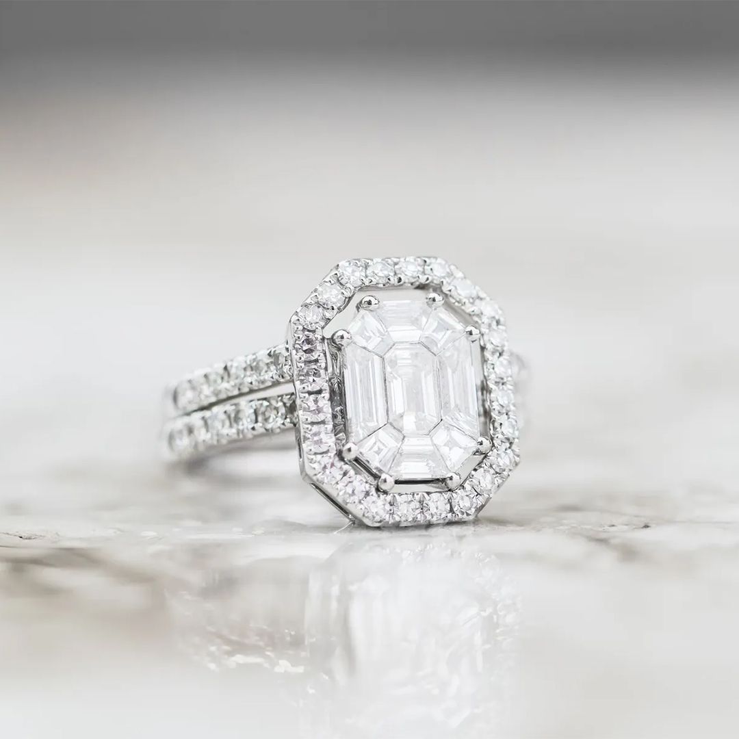 Invisible Set Engagement Band Ring Invisible Set Cut to Spec 18kt WG 7.64gr 1.65cttw RN00166