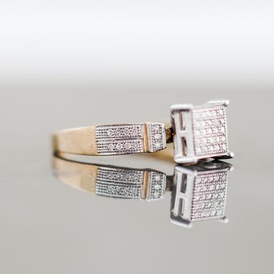 Single Cut Cluster Engagment Ring 10kt YG 2.1gr 0.38cttw Single Cut RN000451
