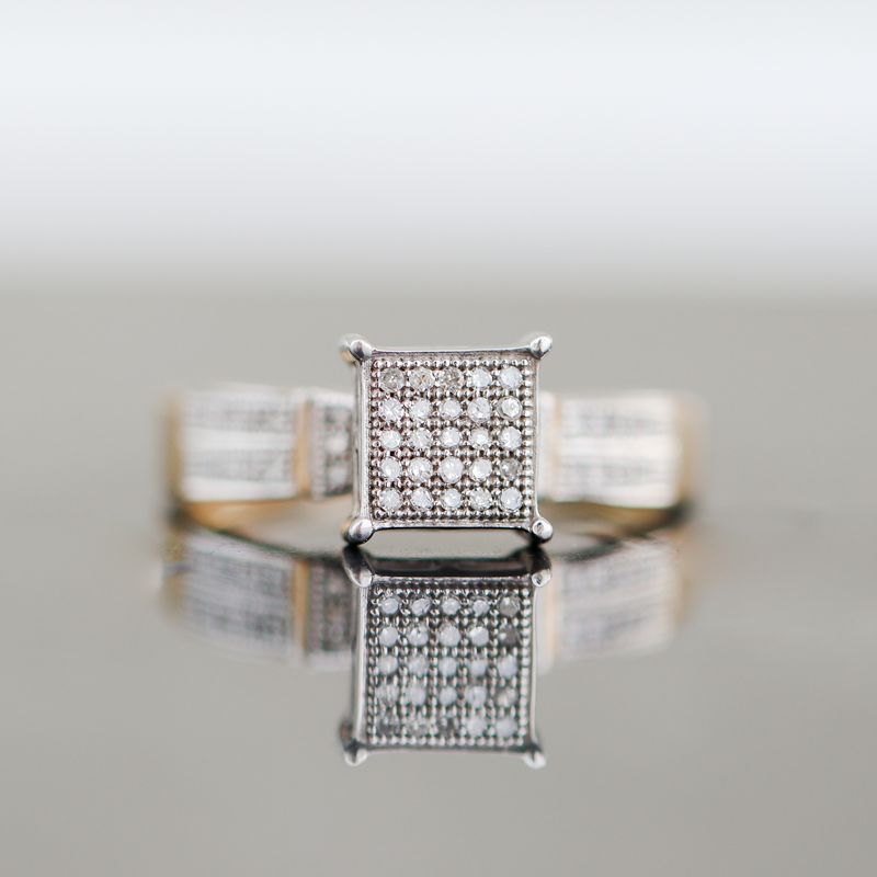 Single Cut Cluster Engagment Ring 10kt YG 2.1gr 0.38cttw Single Cut RN000451