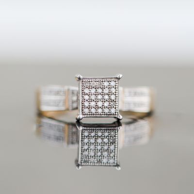 Single Cut Cluster Engagment Ring 10kt YG 2.1gr 0.38cttw Single Cut RN000451