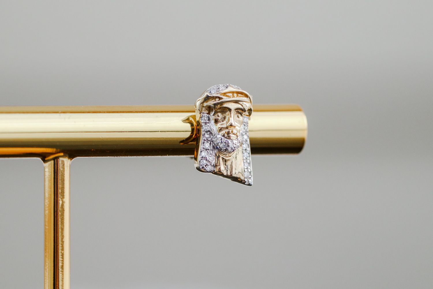 Jesus Head Earrings 10kt YG 0.12cttw ER00103