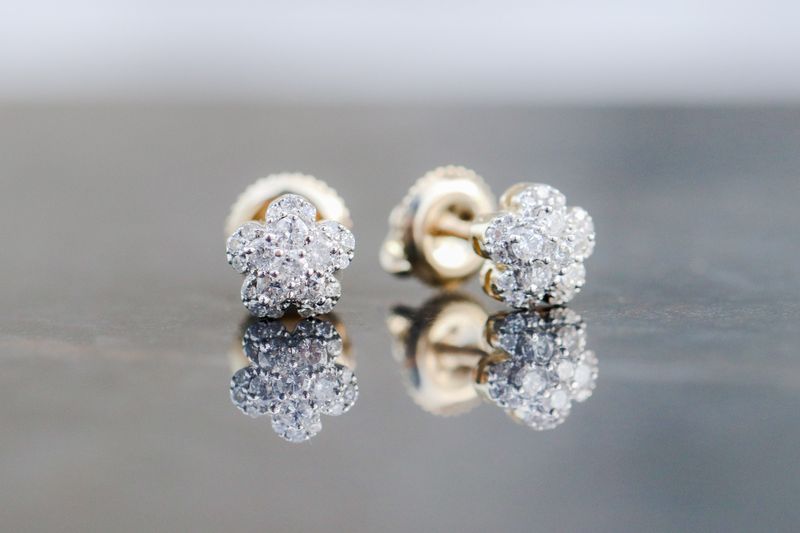 Flower Diamond Studs 10kt YG 0.35cttw ER00135