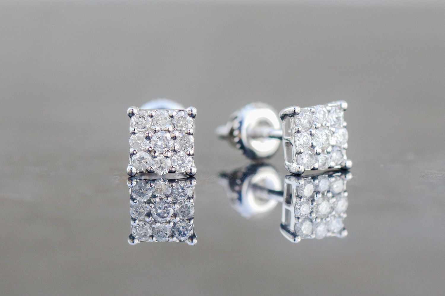Square Diamond Earrings 10kt WG 0.33cttw ER00115
