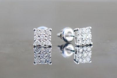 Square Diamond Earrings 10kt WG 0.33cttw ER00115