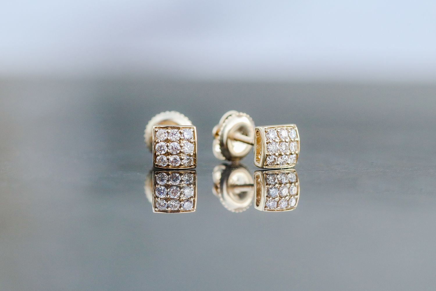 Square Diamond Cluster Earrings 10kt YG 0.27cttw ER00121