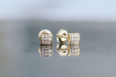 Square Diamond Cluster Earrings 10kt YG 0.27cttw ER00121