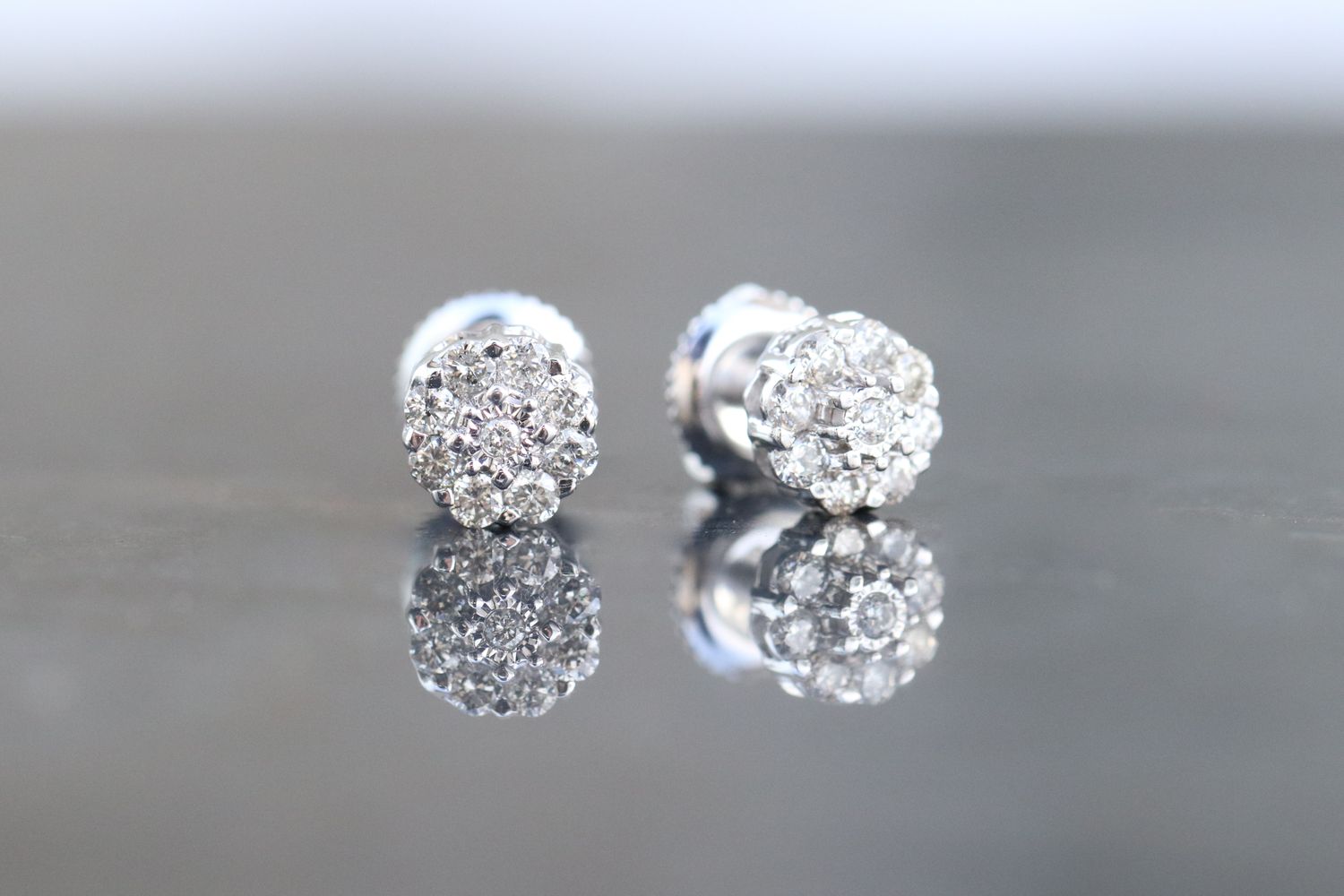 Two Tier Diamond Cluster Studs 10kt WG 0.35cttw ER00126