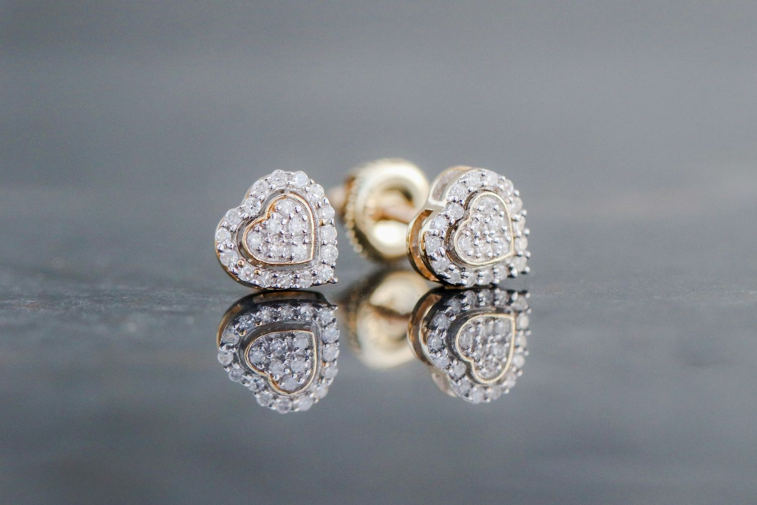 Two Tier Diamond Heart Earrings 10kt YG 0.12cttw ER00104