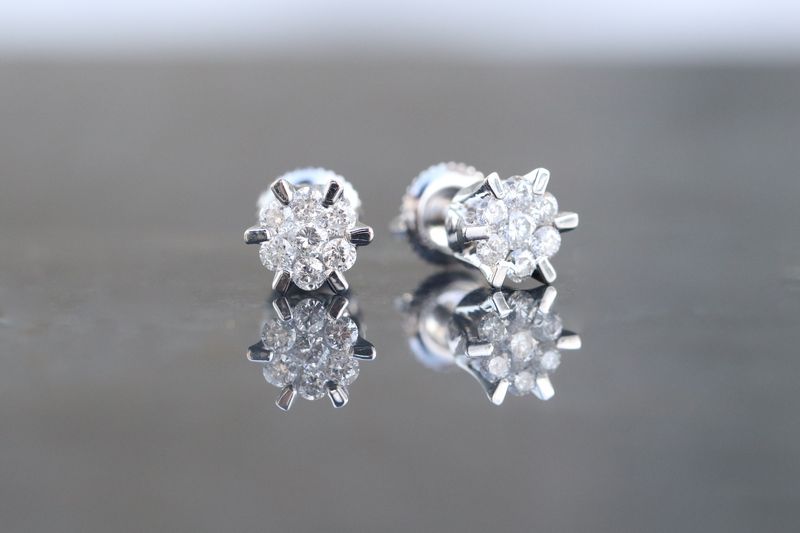 Diamond Flower Stud Earrings 10kt WG 0.55cttw ER00109