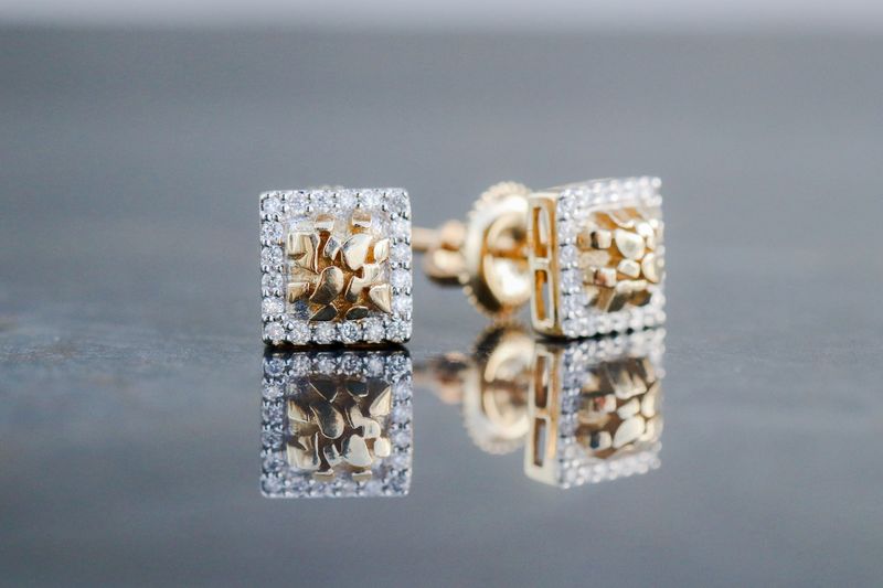 Square Diamond Studs 10kt YG 0.20cttw ER00111