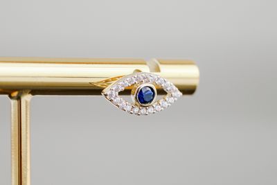 Evil Eye Studs 14kt YG Blue CZ 1.5gr ER00153