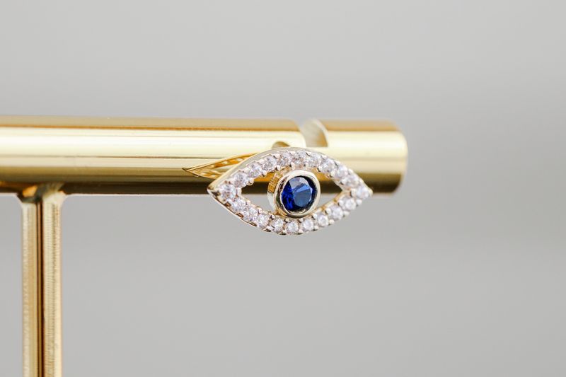Evil Eye Studs 14kt YG Blue CZ 1.5gr ER00153
