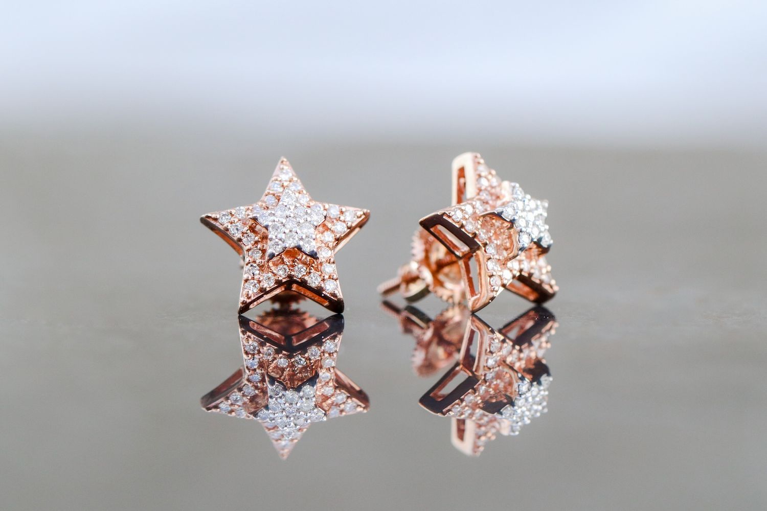 Tiered Star Earrings 10kt RG 0.33cttw SI-I GHIJ ER00391