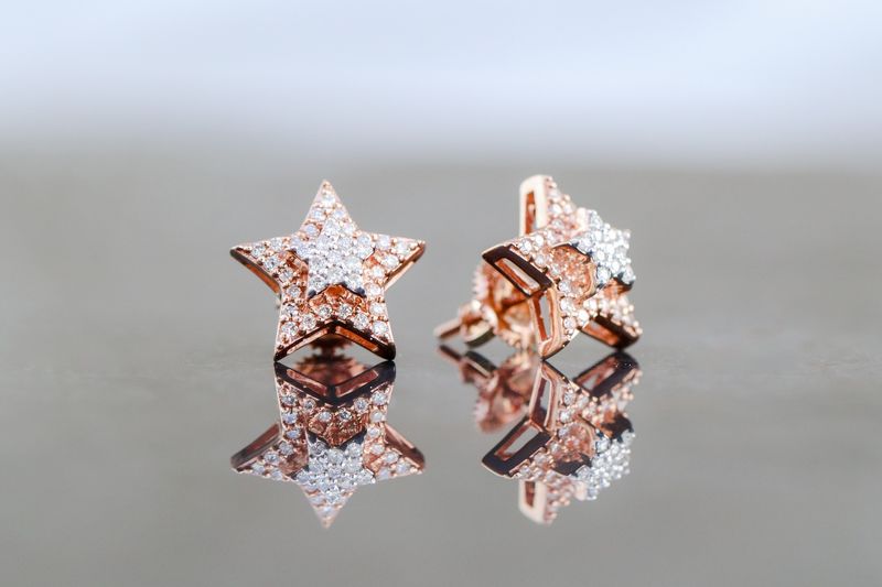 Tiered Star Earrings 10kt RG 0.33cttw SI-I GHIJ ER00391