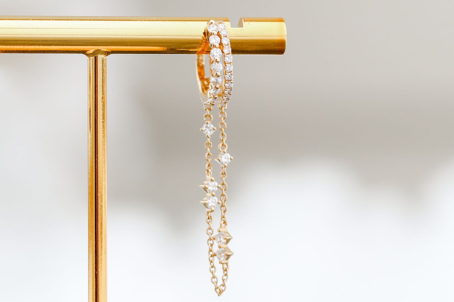 Hanging Diamond Huggies Earrings 18kt YG 48D 0.95cttw ER00188