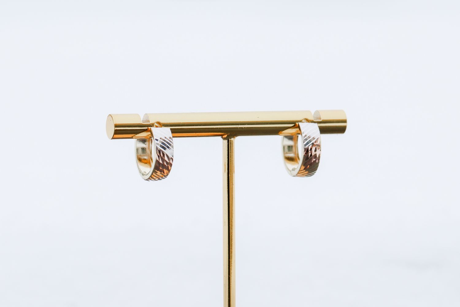 Huggies Diamond Cut Hoops Tri Color  14kt YG 1.4cm 1.5gr ER00168