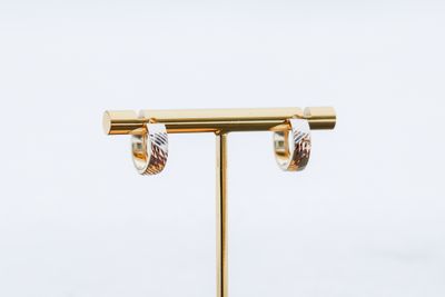 Huggies Diamond Cut Hoops Tri Color  14kt YG 1.4cm 1.5gr ER00168