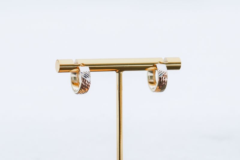 Huggies Diamond Cut Hoops Tri Color  14kt YG 1.4cm 1.5gr ER00168