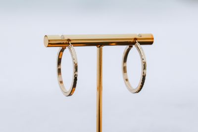 Squared Diamond Cut Edge Hoop Earrings 10kt YG 2.6gr 1&quot; 2mm ER00465