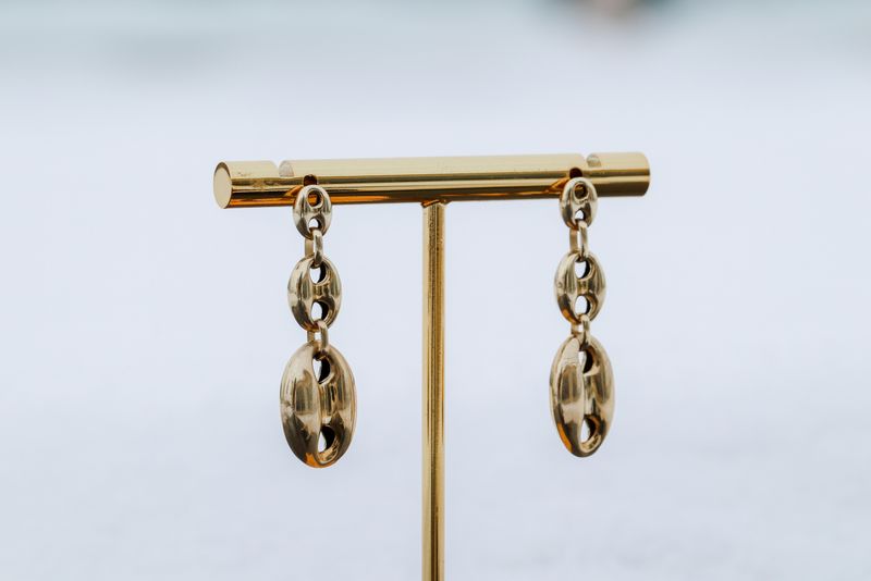 Puff Dangle Earrings 10kt YG 3.3gr ER00361