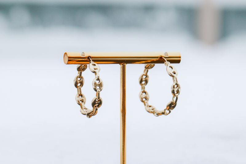 Puff Hoop Earrings 10k YG 3.9gr 1&quot; ER00447