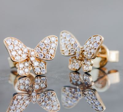 Diamond Butterfly Stud Earrings 18kt YG 60D 0.45cttw ER00189