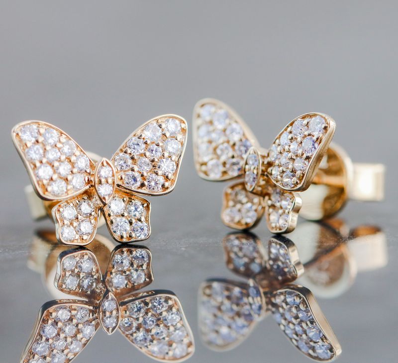 Diamond Butterfly Stud Earrings 18kt YG 60D 0.45cttw ER00189